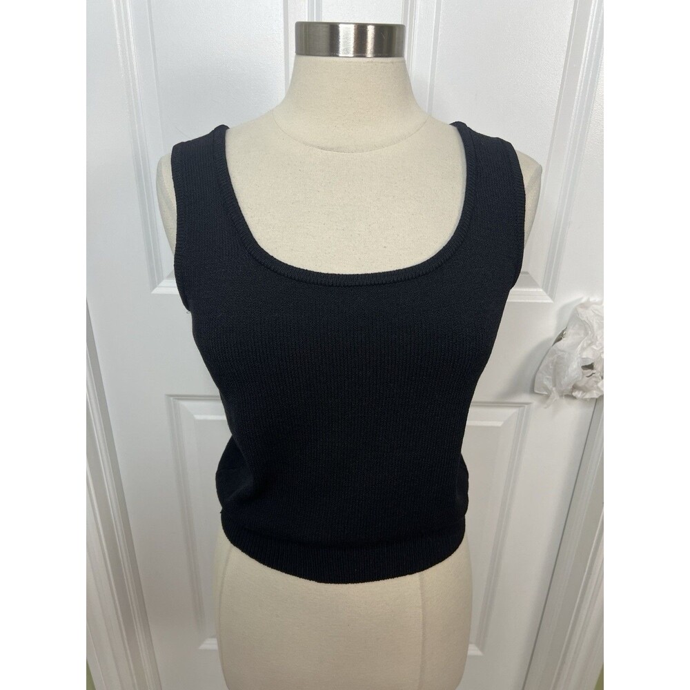St John Basics Size Small Black Santana Knit Tank Shell Top Womens Sleeveless S